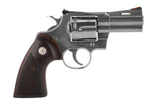 Colt Python .357 Magnum 6 Shot Revolver - Stainless - Walnut - 3" features an adjustable rear sight